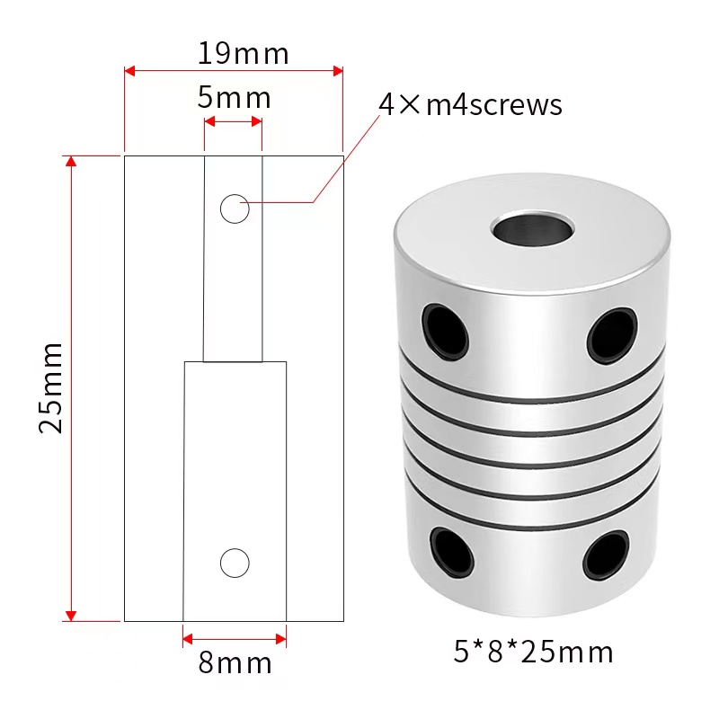 وصلة مرنة من الألومنيوم D19L25 - مراجعة 3D Printing Z Axis وسعره